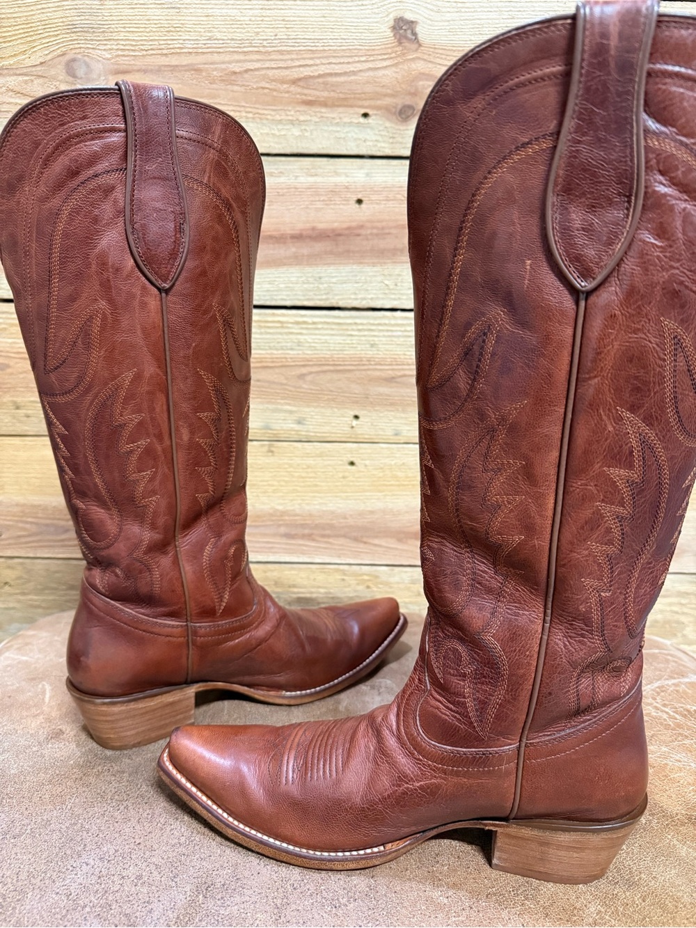 TONY LAMA JESS SNIP TOE WOMEN’S COWGIRL BOOTS, Cognac Brown, Size 8.5 B - Picture 3 of 8